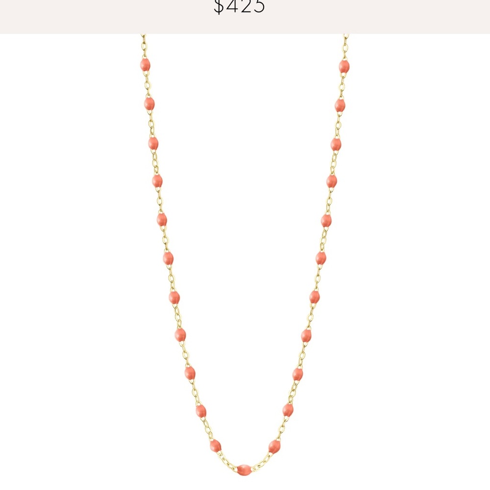 Salmon and Gold French Gigi Clozeau Necklace with Dainty Beads